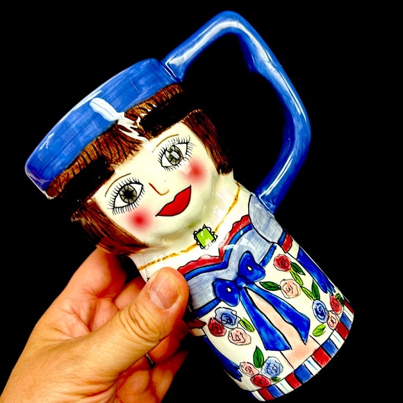 Vintage ceramic  20 ox travel mug by SUSAN PALEY titled “ Madeline “ for Ganz - Picture 5 of 8